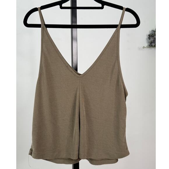 Free People Intimately Dani Tank Olive Green Flowy Spaghetti Strap V-Neck Ribbed - Picture 3 of 9